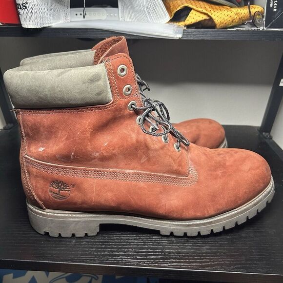 Timberland Boots Red Mens Size 14 Made In USA - Picture 1 of 15